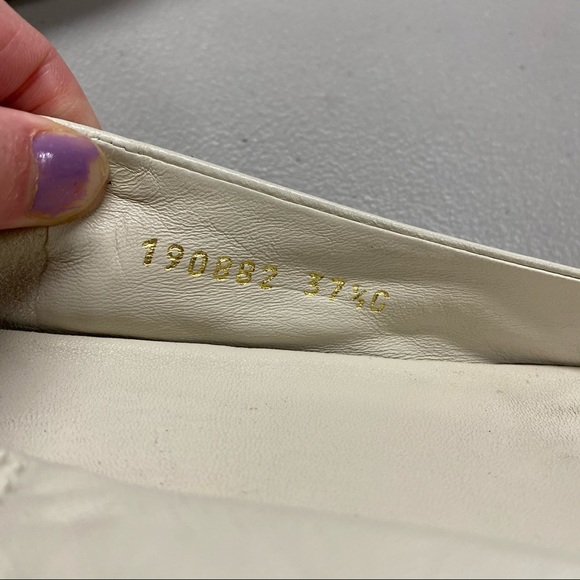 Gucci White Cream Leather Ballet Flats Shoes 37.5 - Picture 8 of 8